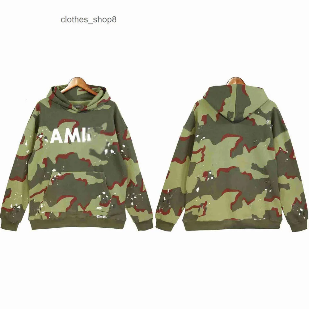 Felpa con cappuccio Felpa Autunno Inverno e New Amirs American Camouflage H-dipinto Sciolto Ins Hip Hop Coppia Casual per Uomo Donna YTDU