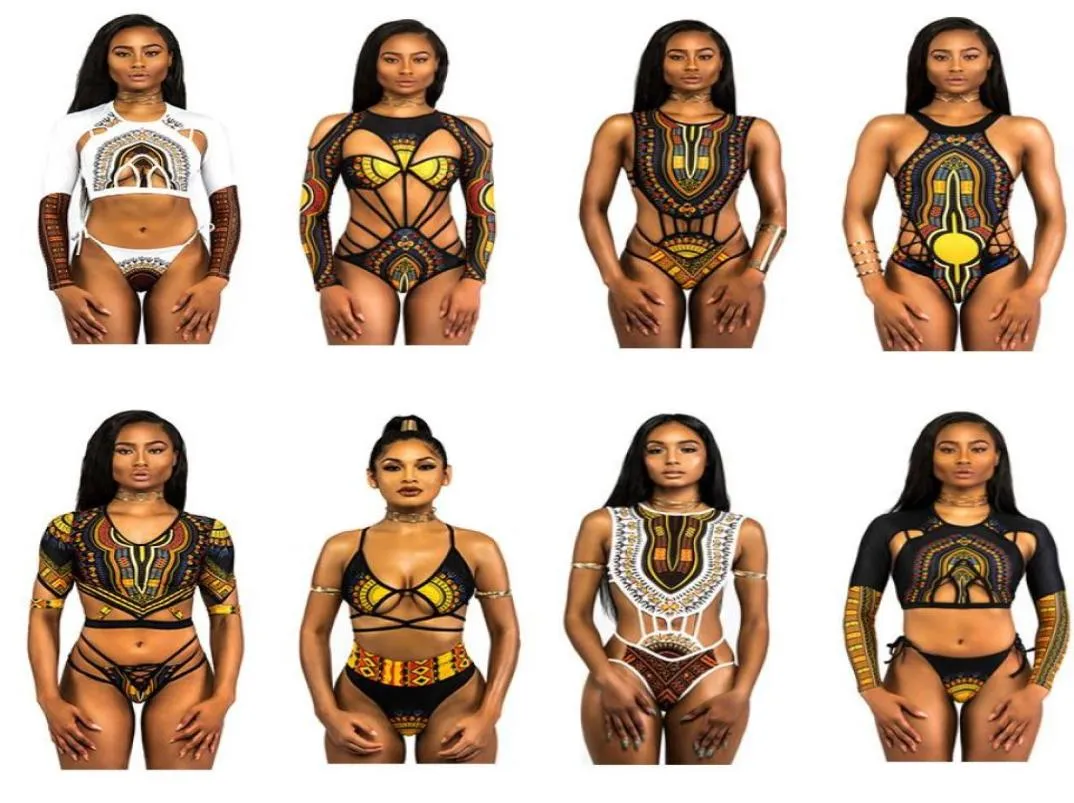 2018 Summer New Dashiki Print Swimwear African One Piece Swimsui Sexy Swimwear For Women Bathing Suit 11 Styles3425111