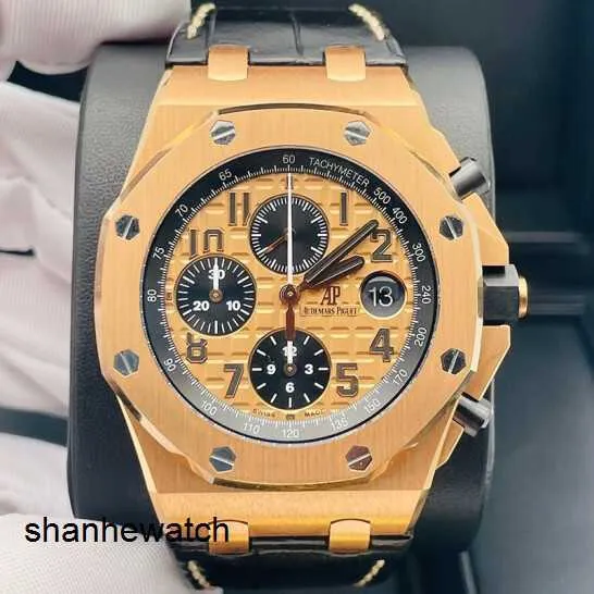 Orologio da polso classico Orologio da polso tattico Orologio da uomo AP Royal Oak Offshore Series Diametro 42 mm Orologio meccanico automatico in oro 18 carati Orologio sportivo e tempo libero Orologio di lusso