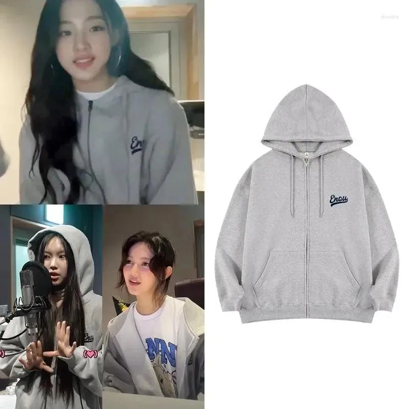 Kadın Hoodies Jeans Kpop Giysileri Gelgit gevşek kazak kazak Kadın Giyim Sweatshirt baskılı fermuarlı ceket sokak kıyafeti gündelik moda