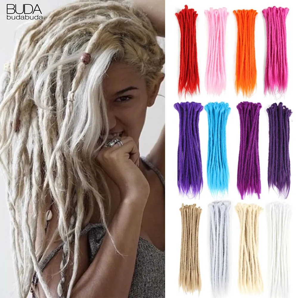 20 Polegadas Handmade Dreadlocks Tranças Extensões de Cabelo Para Homens 10 Fios Sintéticos Crochet Trança Ombre Cabelo Para Mulheres Azul Vermelho 240226