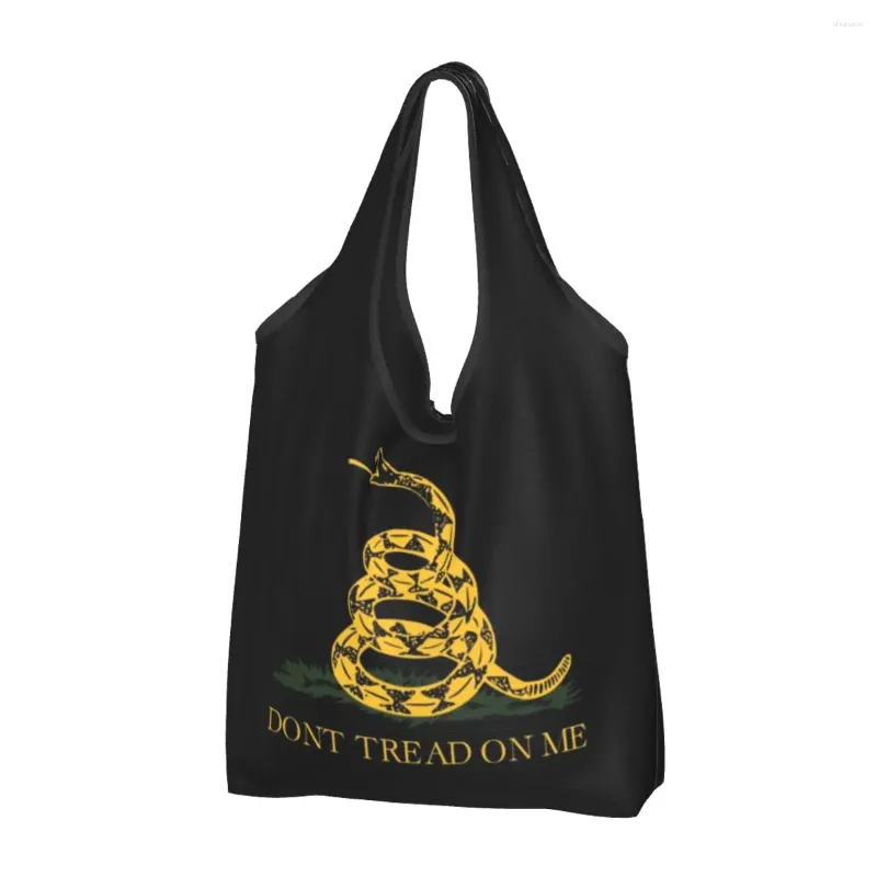 Borse per la spesa Bandiera libertaria Gadsdens Generi alimentari Tote Moda donna Don't Tread On Me Borsa a spalla Borsa di grande capacità