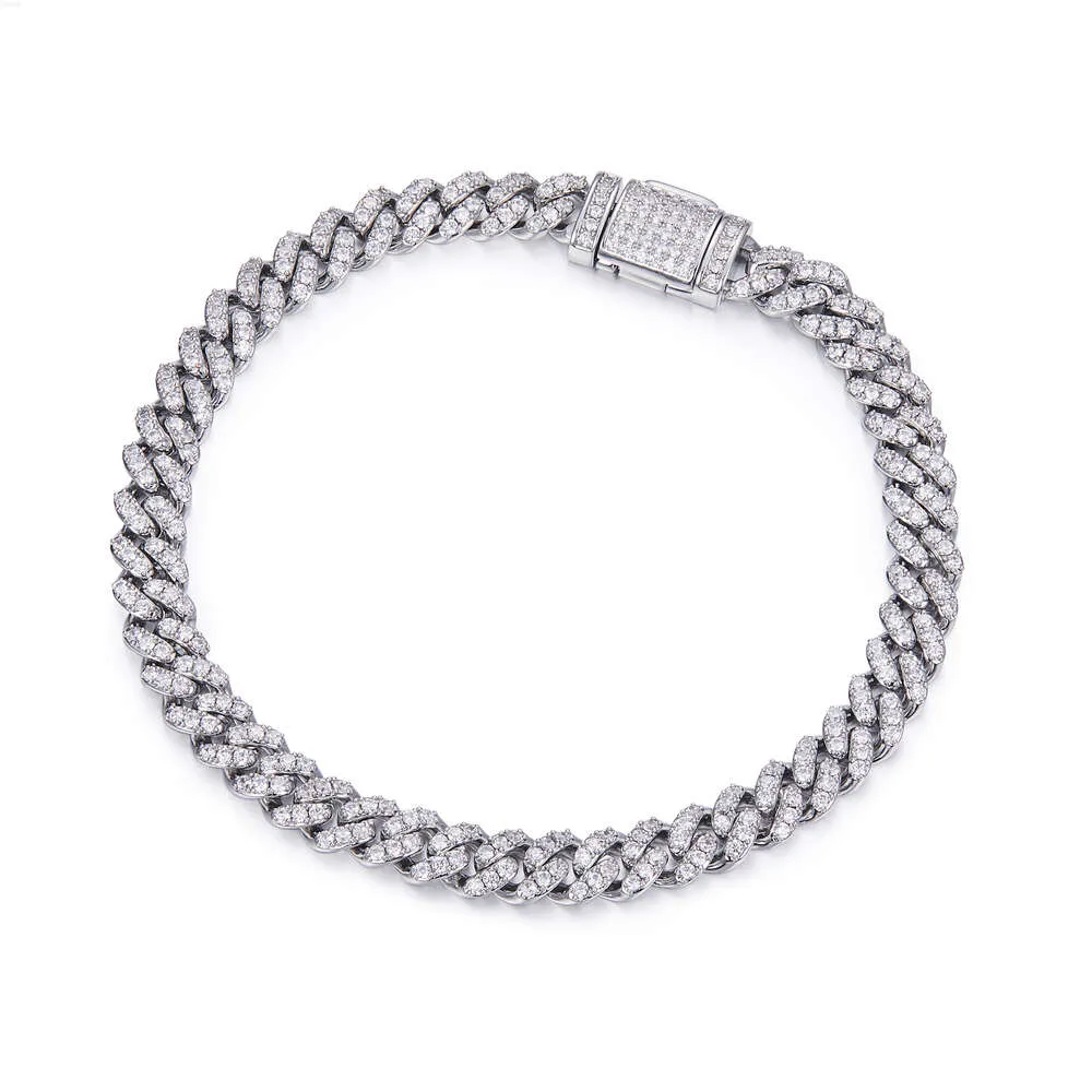 S925 Sterling Silver Chain for Men 6mm Wide High Quality Silver 925 Jewelry Cuban Moissanite Mens Bracelet