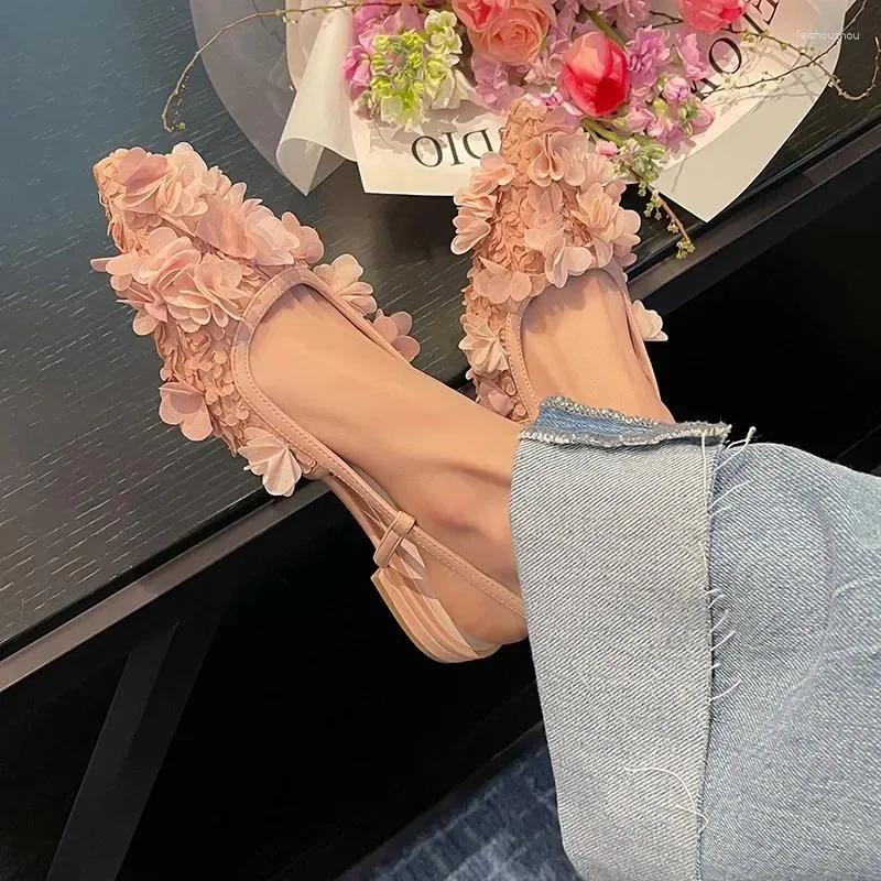 S Sandalen Petal Wrap Toe Women Pointy Head Mode Designer Sandaal Back Lege Flat Casual Party Dress Summer Shoes Fahion Deigner Caual Dre Shoe