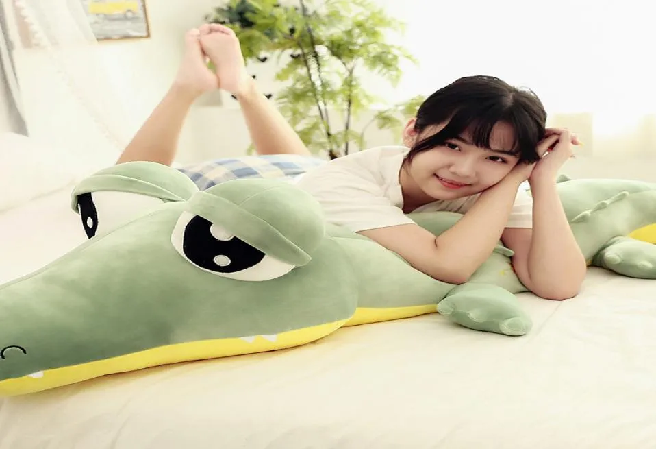 Kawaii Soft Cartoon Crocodile Plush Giant Green Aligator Big Eyes Toys for Children Prezent 190 cm 75 cala Dy504844204624