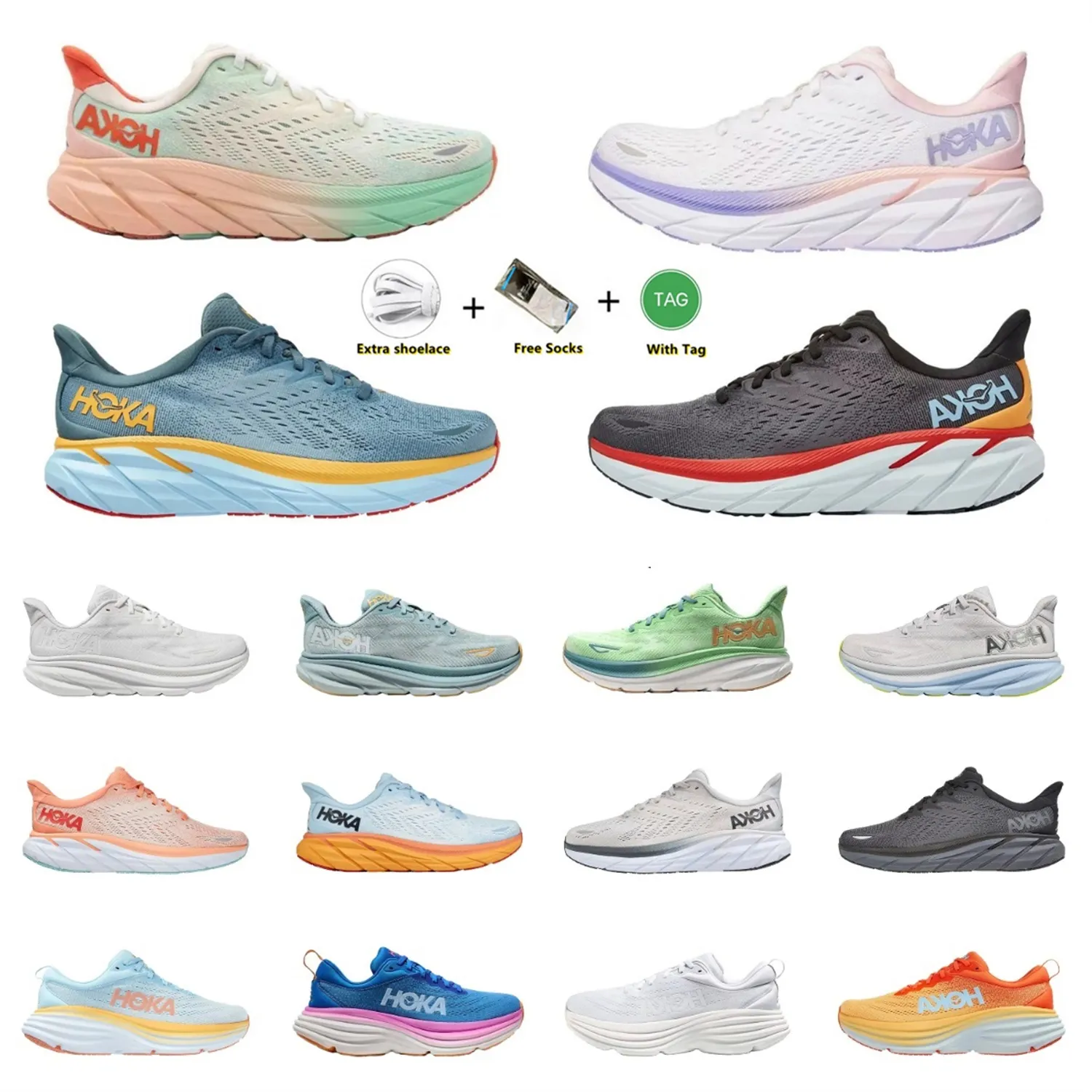 Hoka1 2024 One Bondi 8 Running Hoka1 Chaussures Femmes Plateforme Baskets Clifton 9 Hommes Femmes Blakc White Harbor Hommes Femmes Baskets Runnners