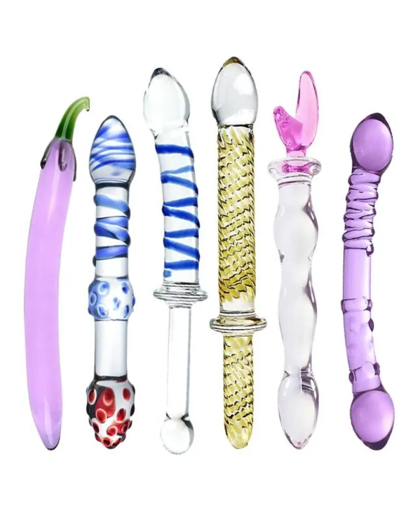 Diversi modelli di vetro Dildo di cristallo Pene con doppie teste Enormi tappi per culo Ano Butt Plug Giocattoli del sesso per le donne2242155