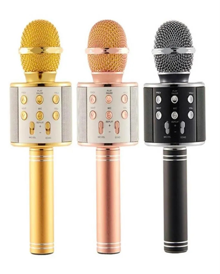 WS858 Trådlös högtalare Microphone Portable Karaoke Hifi Bluetooth Player WS858 för XS 6 6S 7 iPad iPhone Samsung -surfplattor PC PK Q78678907