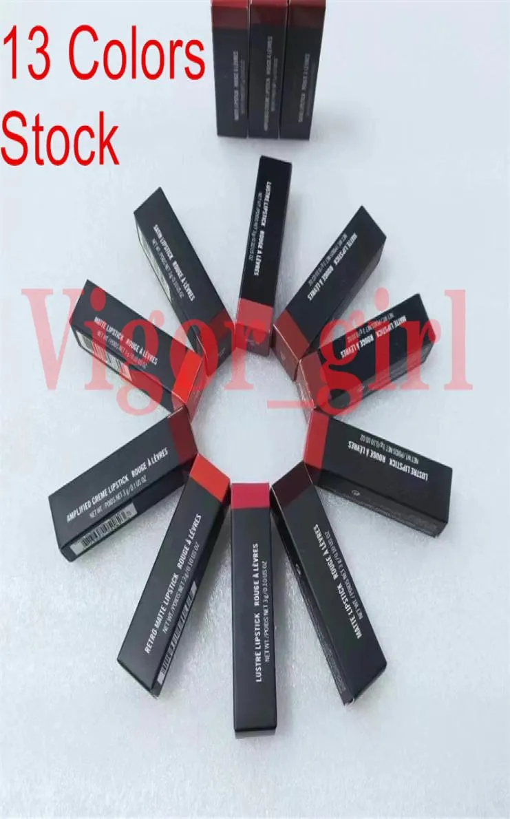 Nytt paket Brand MC Satin Lipstick Rouge A Levres 13 Färger Luster Lipsticks With Series Numbers Normal Tube Quality4242188