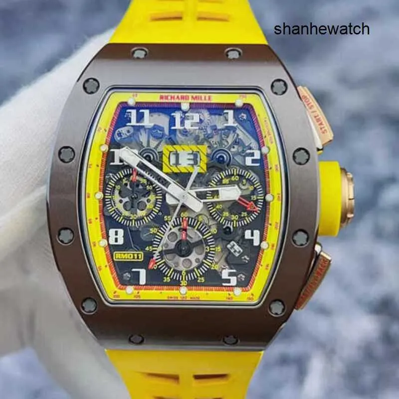 Polshorloge Fancy Watch RM Polshorloge RM011 Keramiek Cirkel Bruin Geel Kleur Matching Tijdfunctie Hol