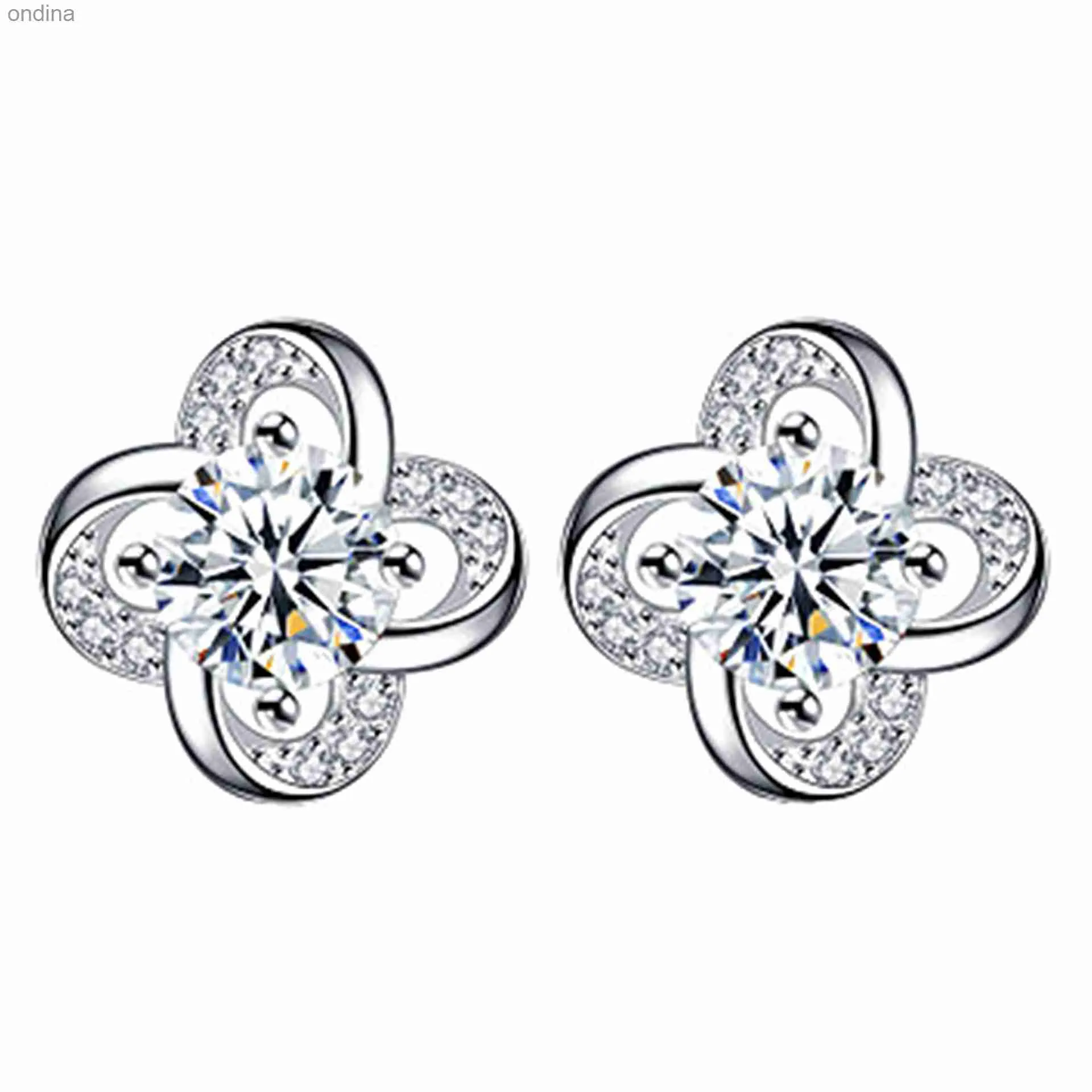 Ohrstecker, koreanisches Kleeblatt, Designer-Ohrstecker für Damen und Mädchen, glänzender Diamant, Bling-Kristall, Liebesgeometrie, Charm-Ohrring, Ohrringe, Schmuck 240306