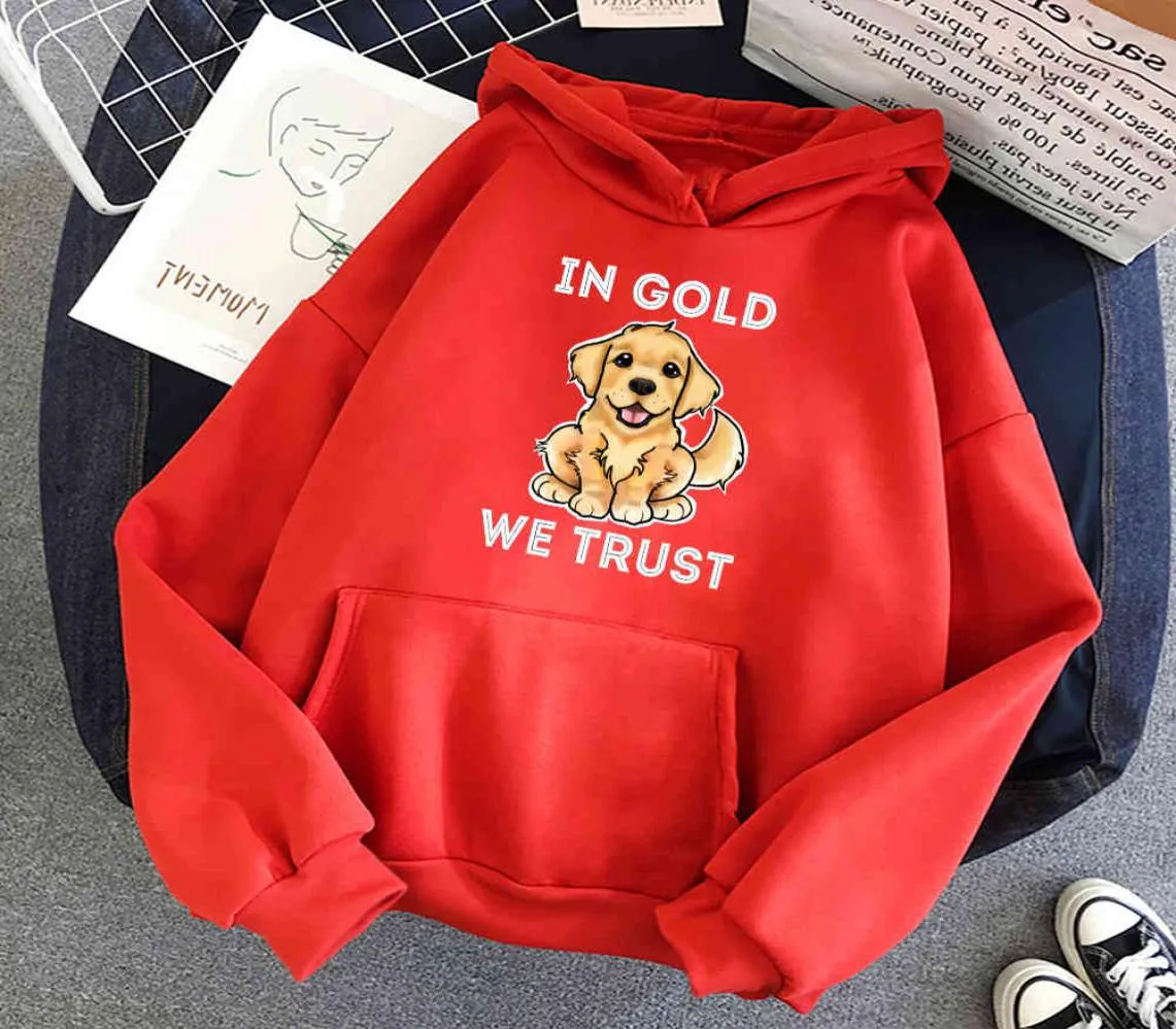 Sweater Gold biz köpek sevimli kapüşonlu erkek gevşek polar sweatshirtler sonbahar basit kapüşonlu rahat erkek sokak giysileri9476675