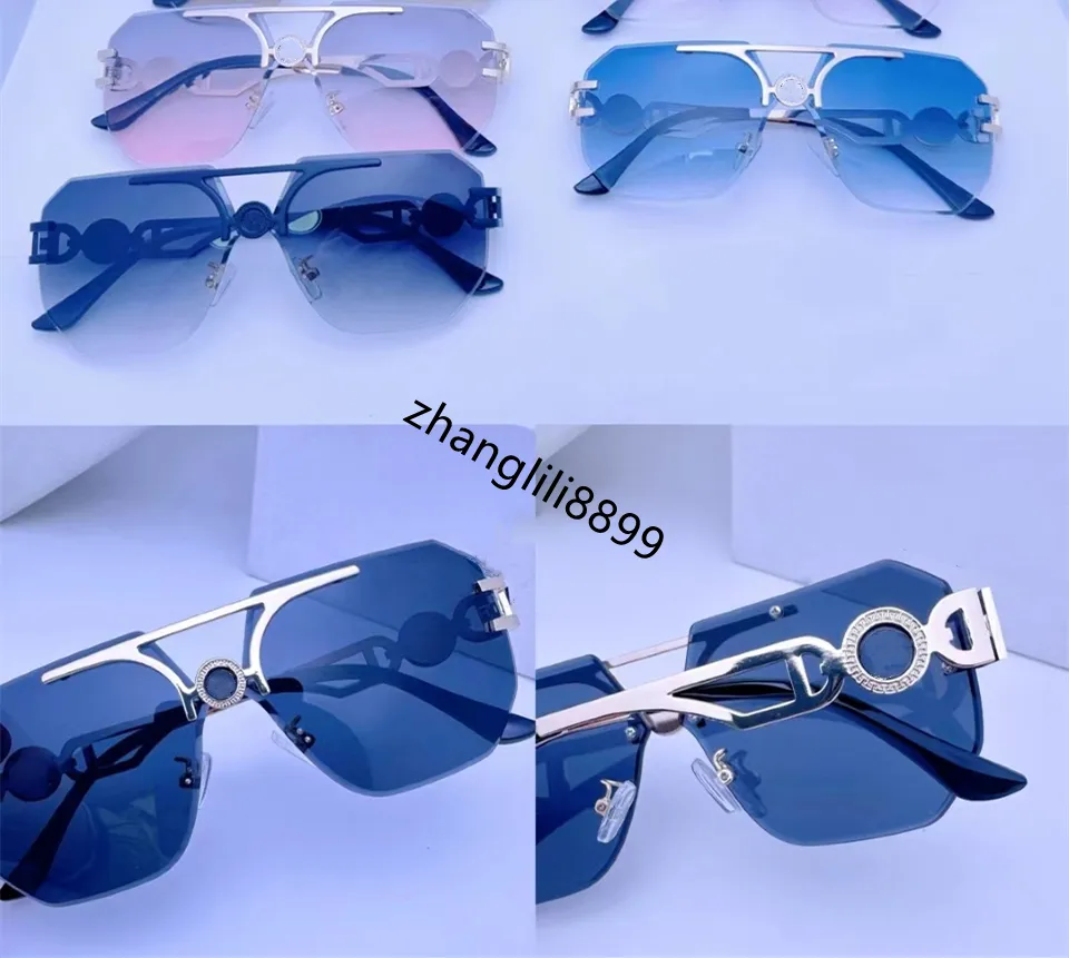 Лучшие солнцезащитные очки роскошной моды без оправы поляроидные дизайнерские дизайнерские мужские мужские мужские бокалы Старшие очки Винтажные металлические солнцезащитные очки с коробкой 17468