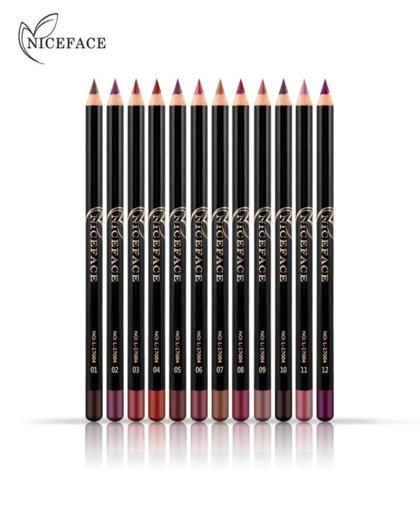 12 kleuren set merk lippotloden matte lipliner potlood waterdichte make-up lippen matte lippenstift lip liner pen glad naakt cosmetica2413249