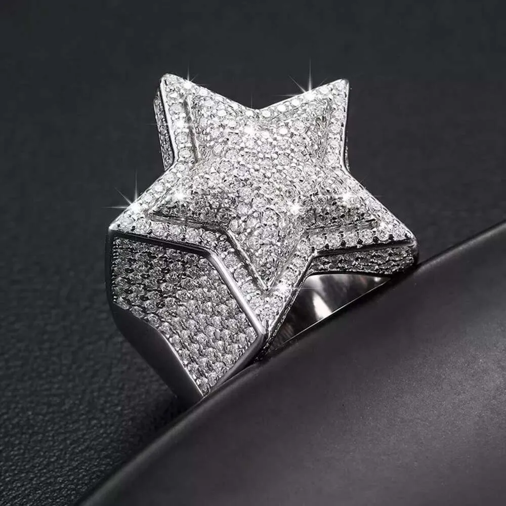 DHgate.com:925 Sterling Silver Hip Hop Star Ring, Lab