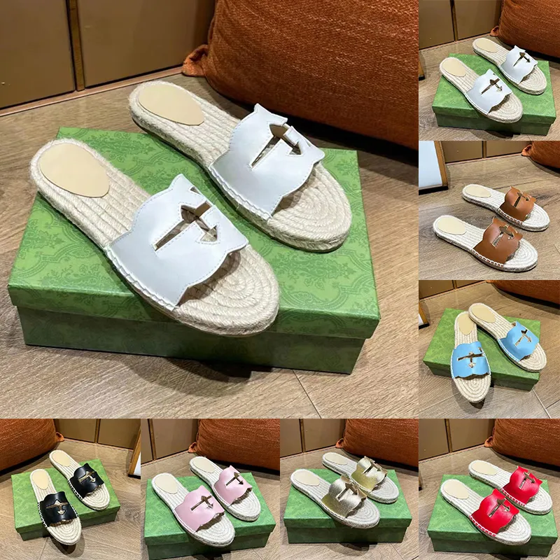 Lyxdesignerskor för kvinnors espadrilles Interlocking Slide Free Slip-On Loafer Letters Skär ut läder Casual Sneakers Ladies Summer Slip On Trainers Storlek 35-41