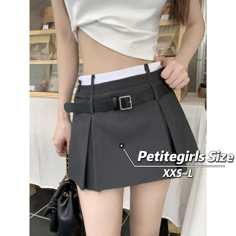 Skirt 150cm Petite Girls Academy Wind Pleated Midi Womens Summer High Waist Slim Aline Short Pants Xs Appear