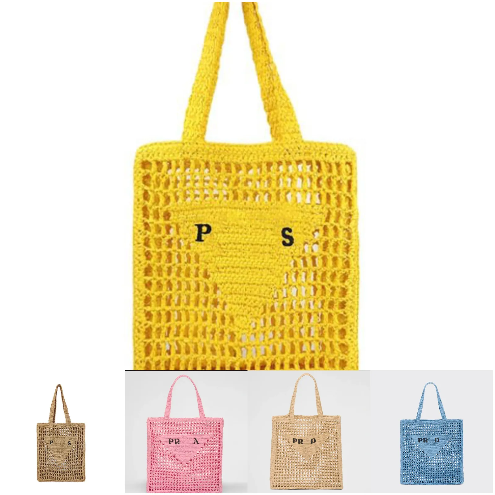 Tygväska designer väska stråväska strandpåse mode mesh ihålig vävd för sommar axel väska på sommaren transparent strandväska kvinnor lyxdesigner handväska