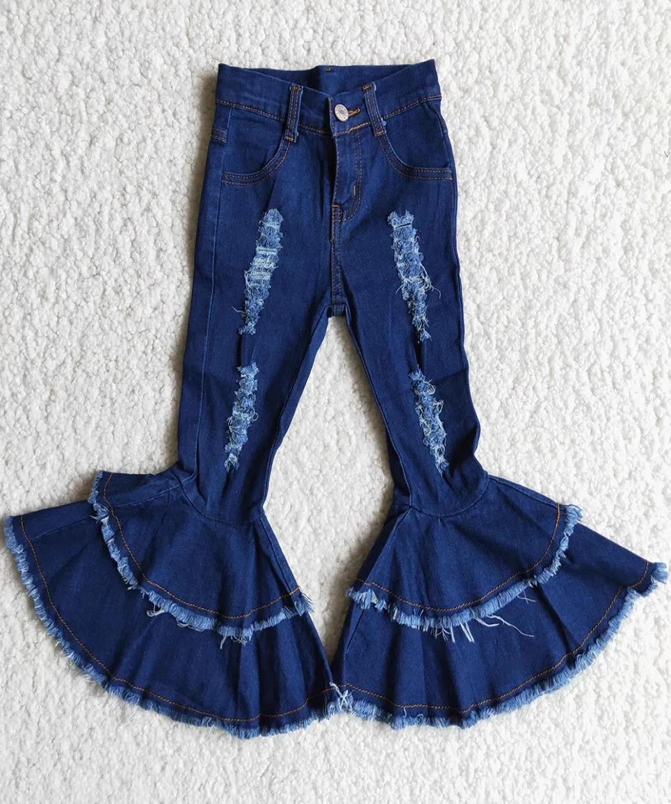 Ganze Baby Kinder Jeans Hosen Boutique Kleidung Kleinkind Mädchen Denim Bell-Bottom-Hose kinder kleidung kind mädchen pants1508172