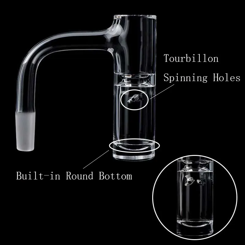 Full Weld Beveled Edge Highbrid Auto Spinner Smoking Quartz Banger With Two Spinning Holes 20mmOD Seamless Terp Slurper Nails For Glass Water Bongs Dab Rigs