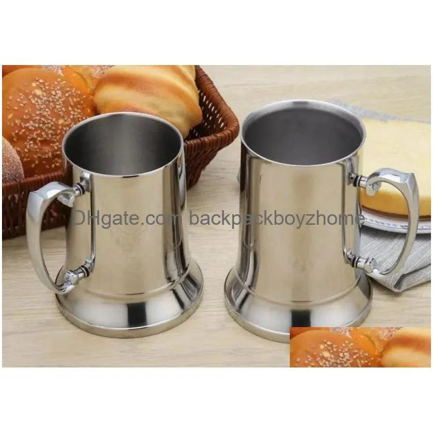 Wine Glasses 15.2Oz And 19Oz Wine Glasses Stainless Steel Double-Layer Beer Supplies Flame Cocktail Coffee Milk Cup Drop Delivery Home Dh01T