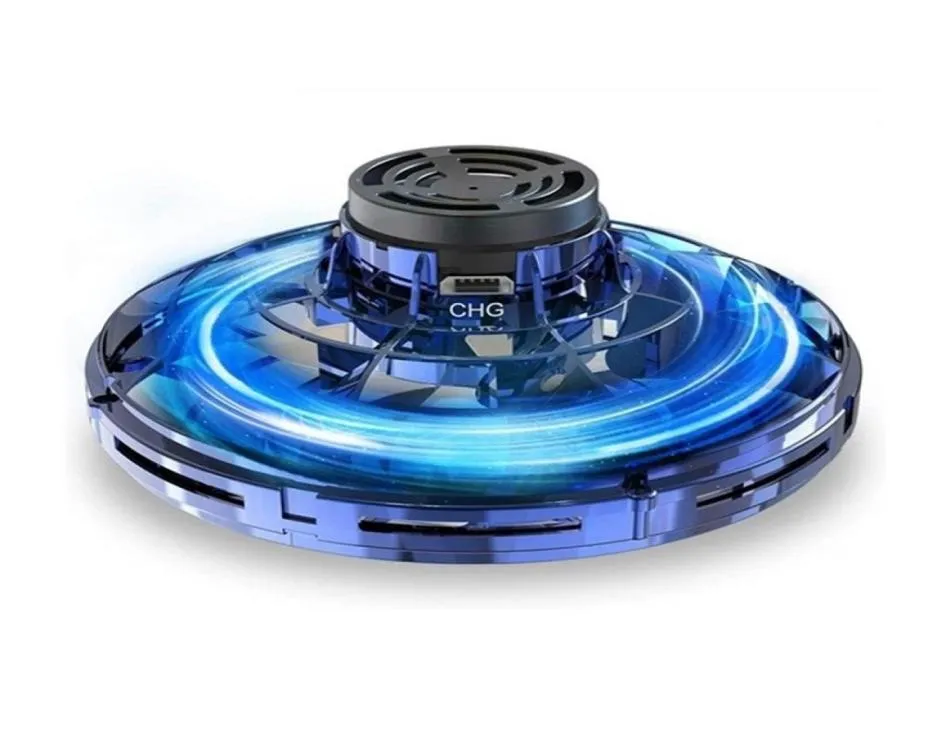 Flynova Mini LED UFO Finger Spinner Flying Spinner Retunning Gyro Kids Toy Child Christmy Gift Outdoor Saucer Drone Gaming LJ20124899541