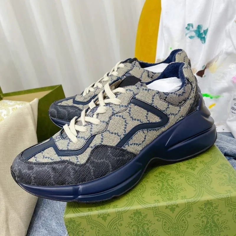 2024 marca de luxo colorido pai sapatos nova velha flor colorida azul sola casal sapatos esportivos casuais femininos 34-45