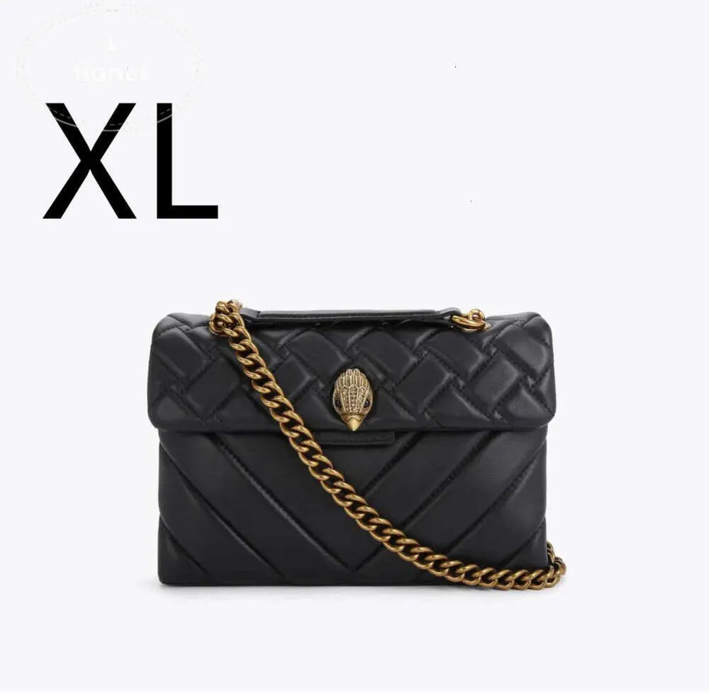 Kurt Geiger London Kensington Borse medie in vera pelle Borsa a tracolla di lusso con catene in oro nero/argento Borsa a tracolla e borsa 8112ess