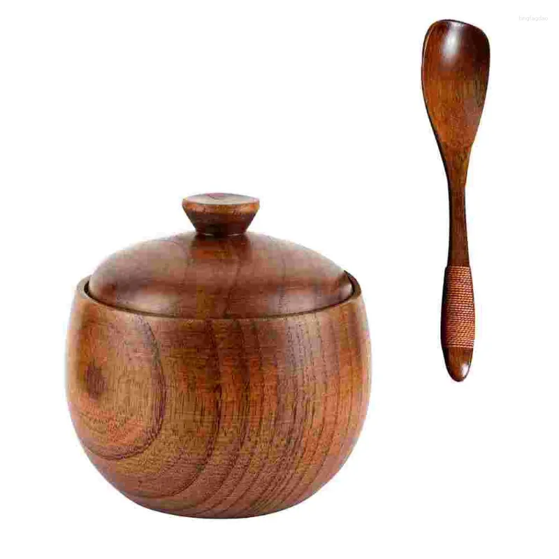 Set di stoviglie Sale MSG Cucina Barattolo di spezie Utensili Contenitore per condimenti Contenitore per condimenti in legno