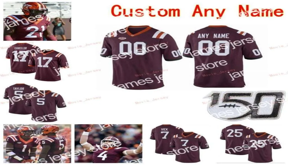 Nouveau cousu personnalisé 11 Tre Turner 14 Damon Hazelton 17 Kam Chancellor 2 Hendon Hooker Virginia Tech Hokies College Hommes Femmes Jeunes 1429788