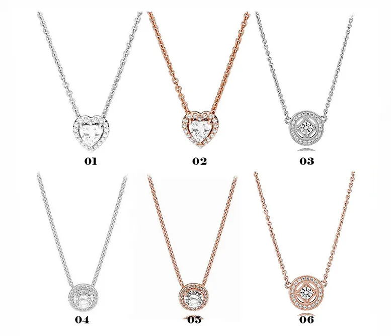 925 Sterling Silver Rose Gold Halsband Hjärtformad Shining Light Luxury DIY Basic Niche ClaVicle Chain for Women