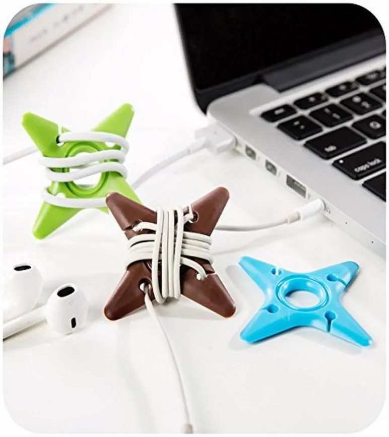 Mode Dart Star Cable Winder Earphone Organizer Wrap Headphone Wire Holder Organizer Cable Tie Manager för headset Mobiltelefon2906463