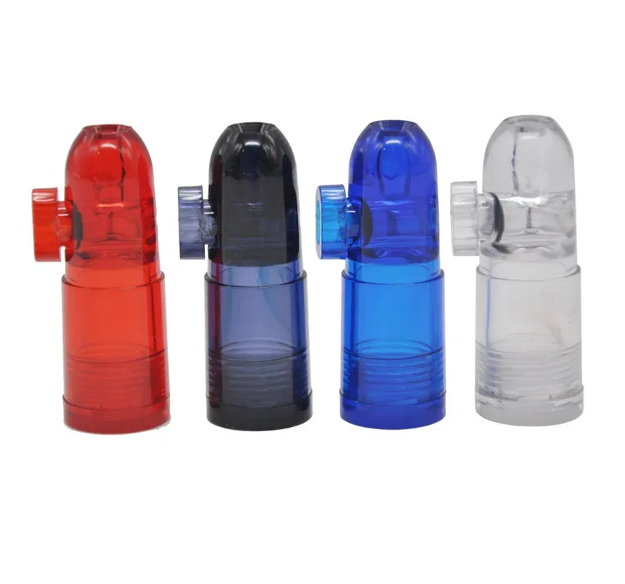 Acrylic Plastic Snuff Bullets Pipe with Clear Bottoms Rocket Shape Nasal for Glass Bong Smocking Water Pipe