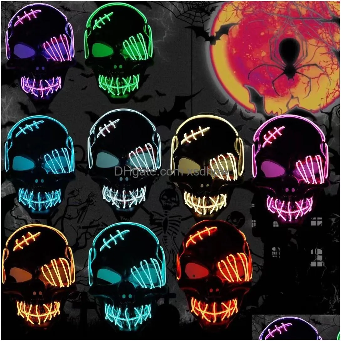 Halloween Spielzeug Led Skelett Terror Leuchtende Maske Party Neon Rollenspiel Dekoration Großhandel Drop Lieferung Geschenke Liefert Otqbm