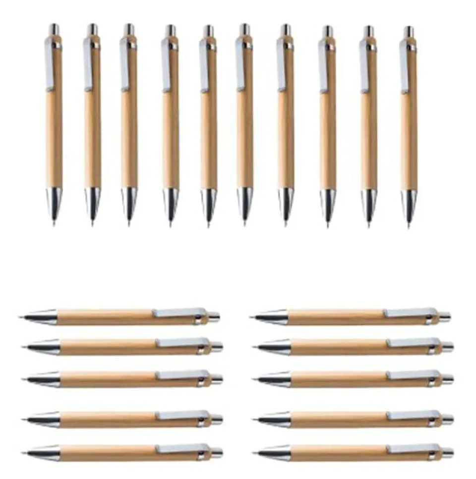 Ballpoint Pen Set Bamboo and Wood Writing Tools Blue Refill 60 Pieces9420551