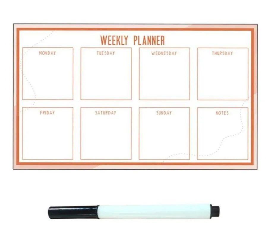 Muurstickers 1 set Whiteboard herhaaldelijk wissen Home Week Grid Office3637167