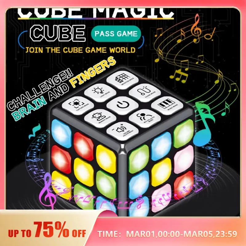 Sorcery Magic Cube Electric Sound And Flash Musical Variety Decompression Intelligence Develop Lighting Toys For Kids Gifts 240306