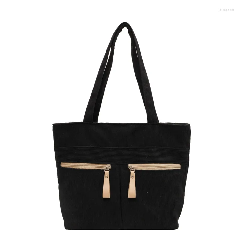 Sacs de soirée Corduroy Casual Totes Solide Tissu Épaule 2024 Hiver Grande Capacité Shopping Japon Corée Coton Simple Forfaits