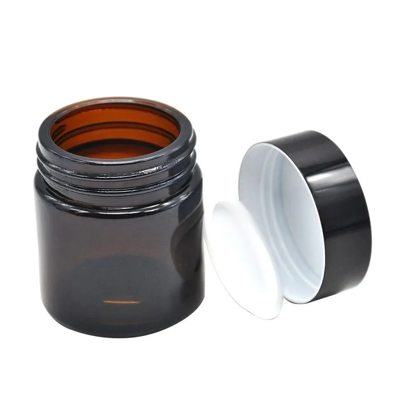 Amber Glass Container Storage Bottle Stash Jar Herb Spice Airtight Smell Proof Pill Bottle oil wax