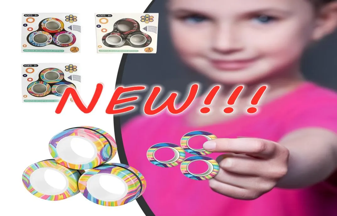 Christmas Magnetic Finger Ring Magnet Toys Decompression Toy Block Finger Hand Spinner Stacking Toy Set Magnetic Bracelet Magic Ring Gift5878149