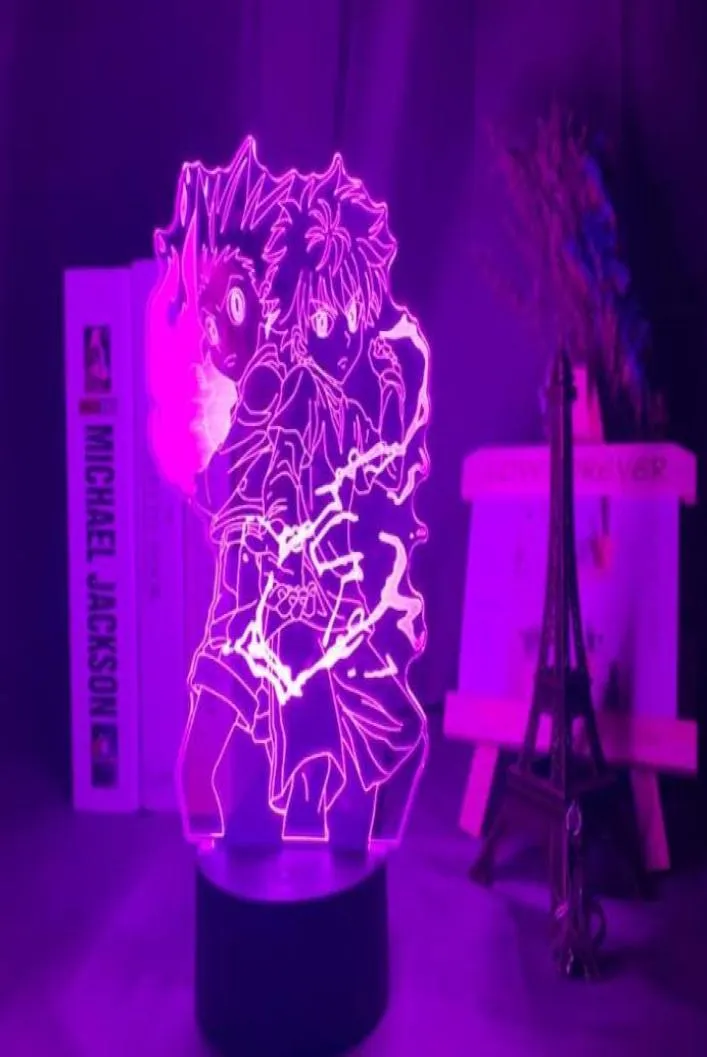 Lampe 3d Anime Gon et Killua Figure veilleuse pour enfant chambre décor lumière Fans cadeau enfants Led veilleuse 7077049