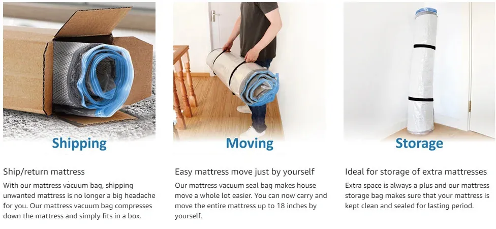 Meersburg Vacuum Storage Bag For Mattress - Queen/Full Size, Compress For Moving Or Storage, Double Seal Zipper