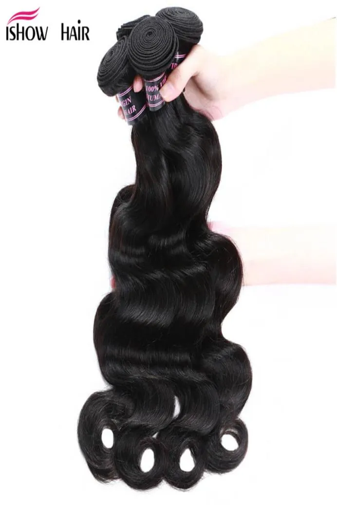 Ishow Mink Brazilian Hair Weave 다발 wefts 바디 야키 스트레이트 느슨한 깊은 물 처녀 인간 머리 확장 여자 소녀 소녀 All8034913