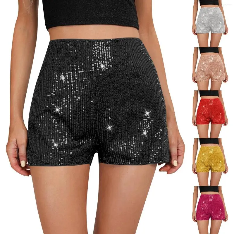 Pantaloncini da donna Paillettes da donna Abiti estivi Fascia elastica a vita media Scintillanti glitter Gamba dritta Club sexy Streetwear Ropa Mujer