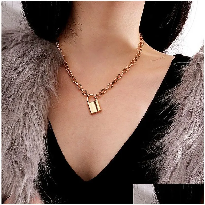 Collane con ciondolo Collana con lucchetto alla moda per le donne Catene con ciondolo a forma di lucchetto in oro Sier Ragazze Gioielli di moda Regalo Consegna a goccia Jewe Dh2Vl