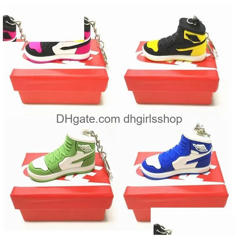 Sleutelhangers Lanyards 14 kleuren groothandel Designer Mini Sile Sneaker sleutelhanger met doos voor mannen vrouwen kinderen sleutelhanger geschenk schoenen sleutelhanger Dhx1V