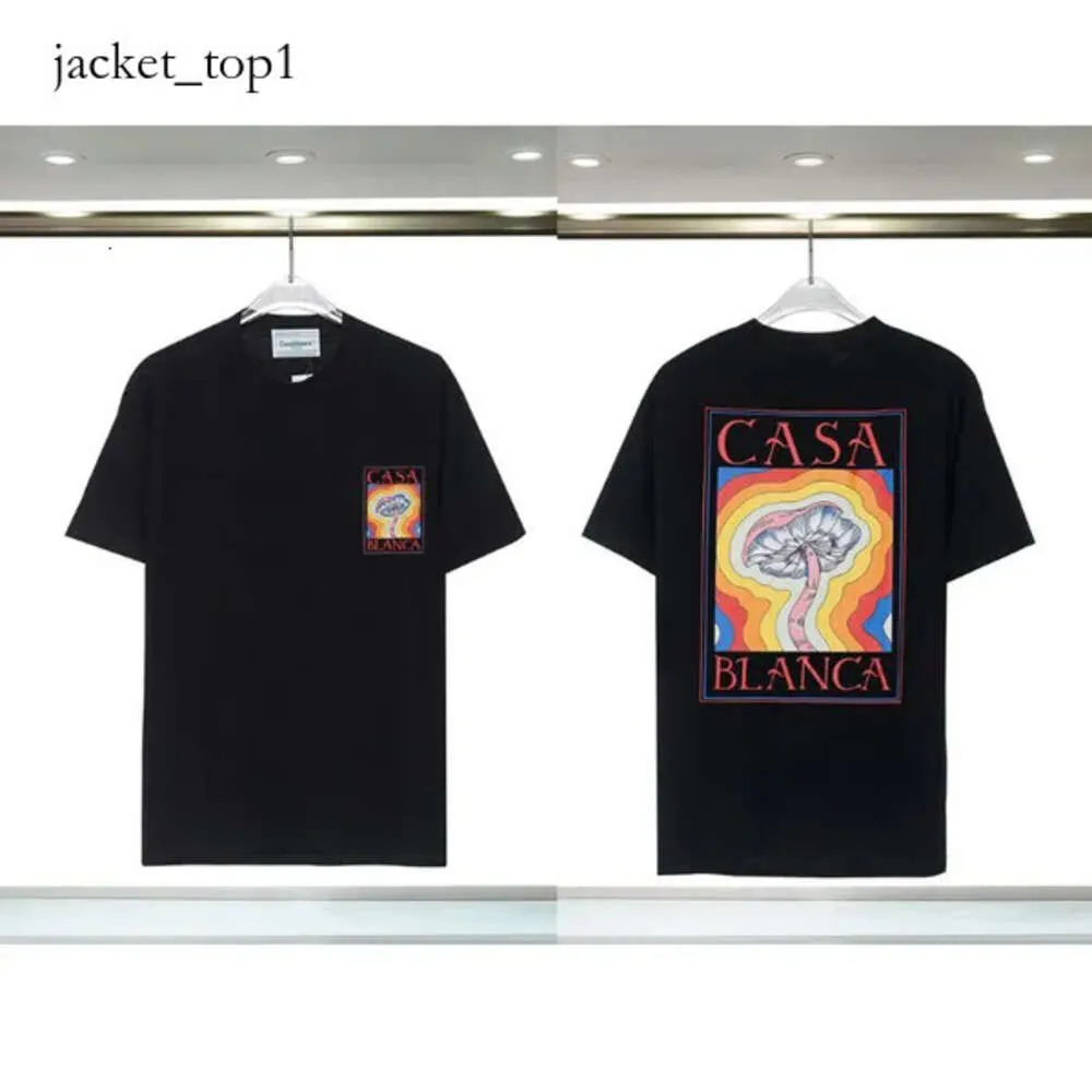 Casablanc Men's T-shirts Men's T Brand Designer Tees Rainbow Mushroom Letter Print Short Sleeve Tops Cotton Loose Men Casa Blanca Shirt Women Shirt Casa 6284