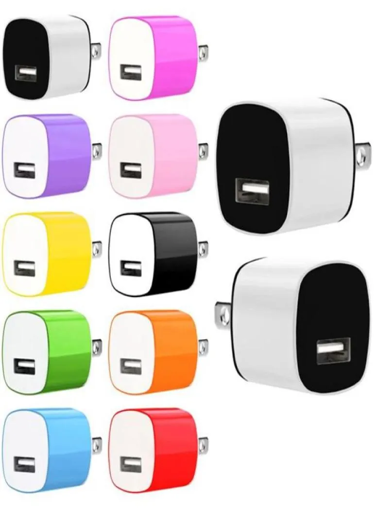 Chargeurs muraux simples colorés 5W 1A, adaptateur de charge Micro USB pour ventilateur, sèche-air, chargeur de téléphone portable, Android Factory Whole5269825