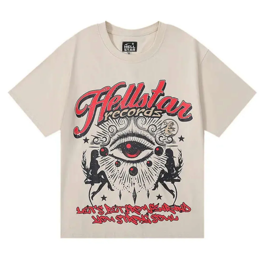Hellstar t-shirt Designer t-shirts Grafische T-shirt All-match kleding hipster gewassen stof straat graffiti belettering folie print vintage Coloeful 74zxq