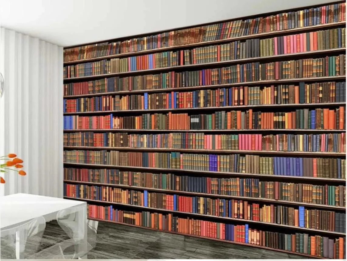 3d bibliothèque fond mur moderne papier peint pour salon 8464672